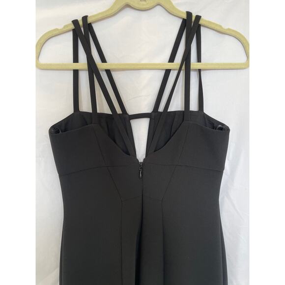 BCBG Max Azria Leola Double Strap Cut Out Black Dress Formal Gown Mermaid Cut 4 - Picture 6 of 8